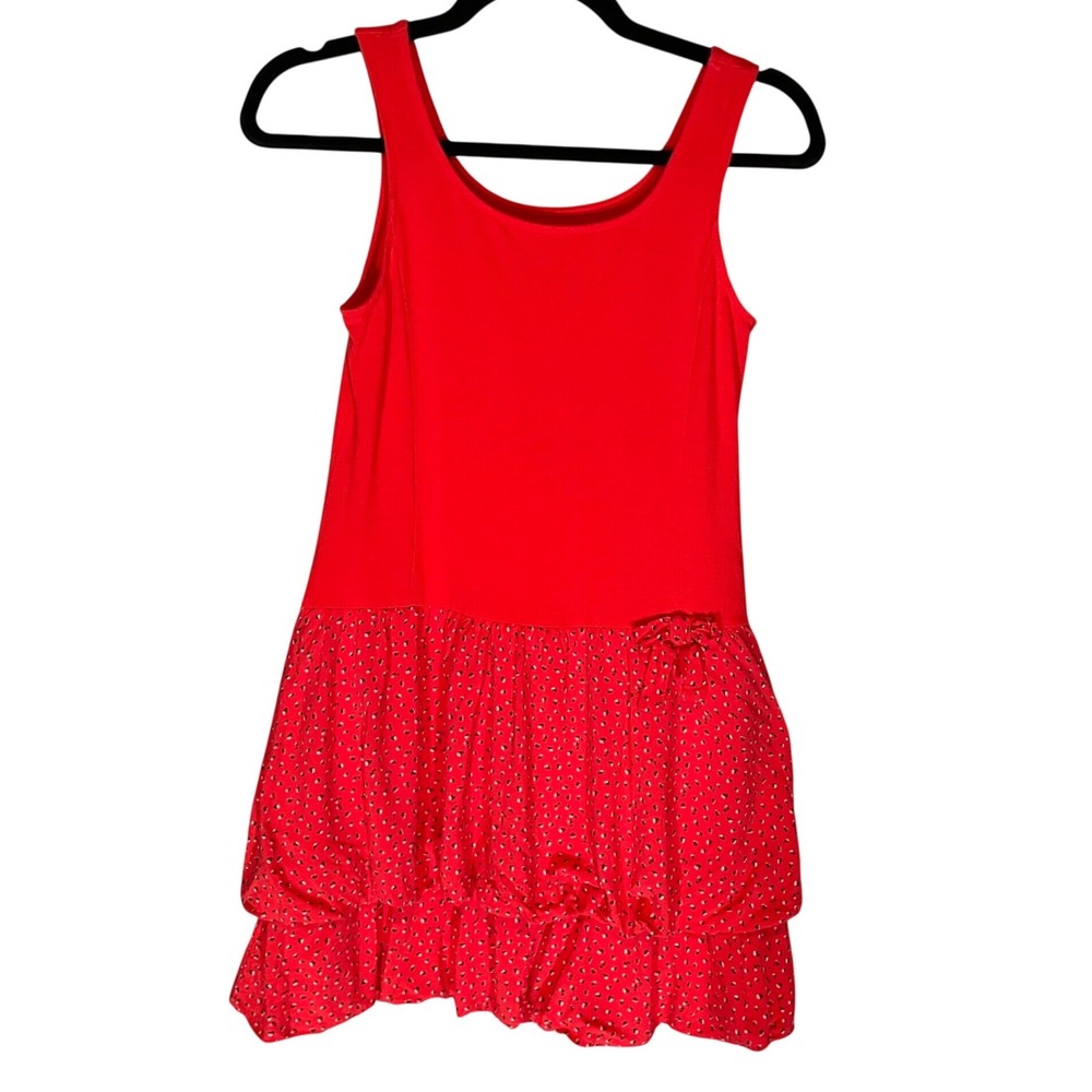 Girls XL 14 Red Drop Waist Tiered Ruffle Sleeveless Dress Bow Detail
Coquette